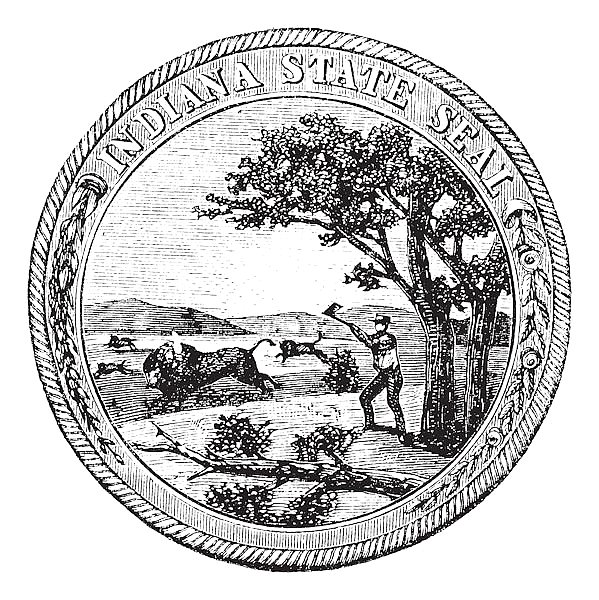 Seal of the State of Indiana USA vintage engraving