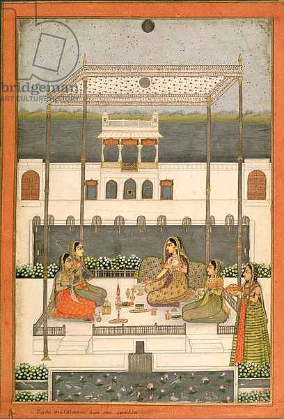 Evening party in the garden of a Mughal Palace, Lucknow or Murshidabad, West Bengal, 1760