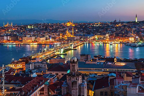 Ночной вид на Стамбул с моста Галата