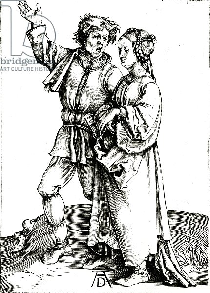 A rustic couple, engraved by Johannes Wierix, c.1565