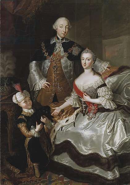 Peter III and Catherine II of Russia with a page c.1756
