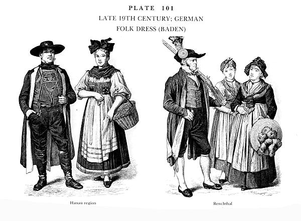 Fin du XIXè Siècle, Habits traditionnels Allemands Bade, Late 19Th Century German Folk Dress (Baden) 3