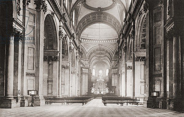 The nave of St. Paul's Cathedral, London, England in the late 19th century
