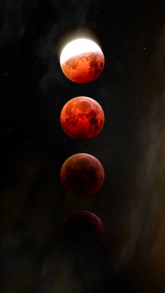 Красная луна, фазы затмения