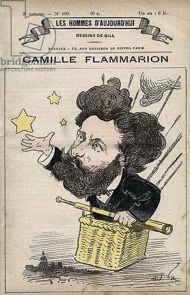 Cartoon of Camille Flammarion English scientist from 'Les Hommes d'today' c. 1880 1880 by Henri Demare