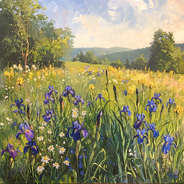 Irises at the edge of the forest