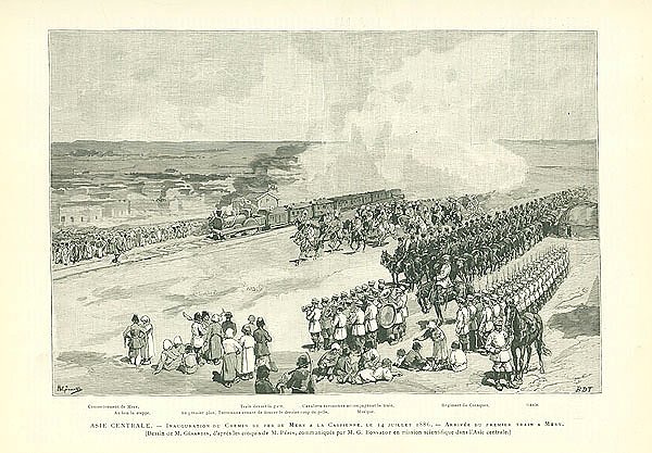Asie Centrale. - Inauguration du Chemin de fer de Merv a la Caspienne, le 14 Juillet 1886