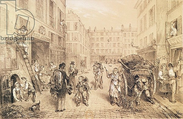 Scenes and Morals of Paris, from 'Paris qui s'eveille', printed by Lemercier, Paris
