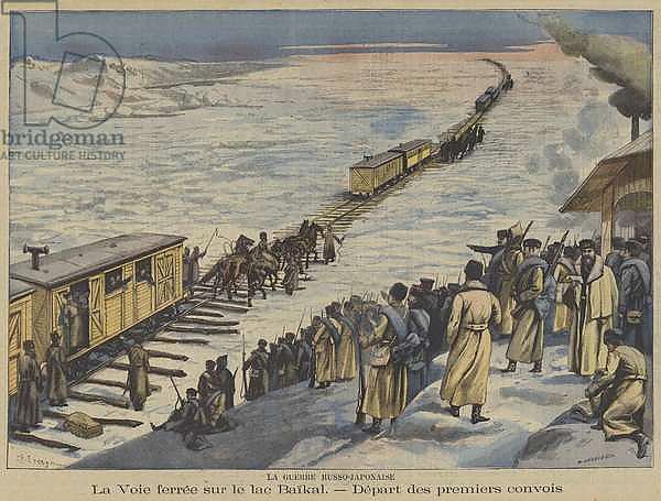 The Russo-Japanese War: the first trains carrying Russian reinforcements crossing the frozen Lake Baikal.