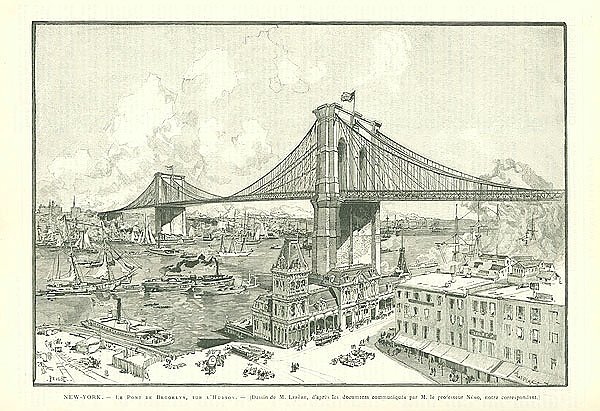 New-York. - Le Pont de Brooklyn, sur l'Hudson.