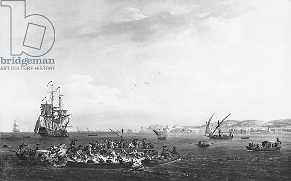 'La Madrague' or tuna fishing, view of the Bay of Bandol, 1755