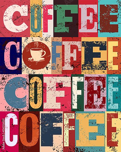 Кофейный типографский марочный гранж-плакат