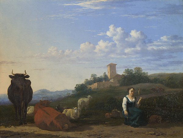 Женщина со скотом и овцой