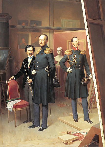 Николай I с цесаревичем Александром Николаевичем в мастерской художника в 1854 году. 188