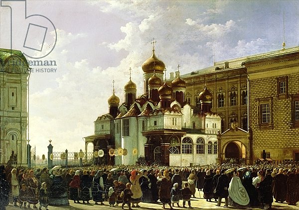 Easter procession at the Maria Annunciation Cathedral in Moscow, 1860
