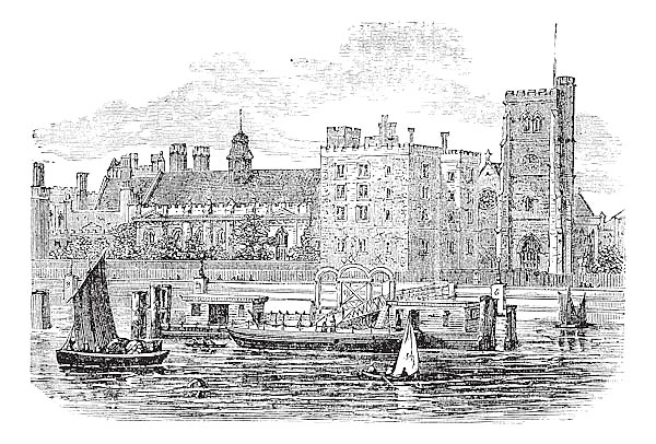 Lambeth Palace, London vintage engraving