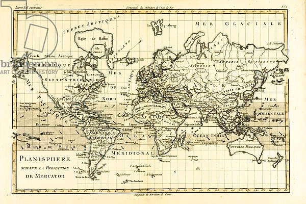 Map of the World using the Mercator Projection, 1780