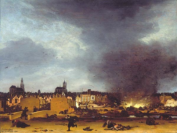 Вид на Делфт после взрыва в 1654