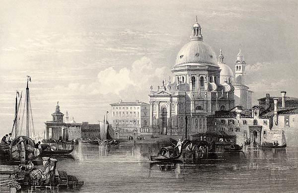 Santa Maria della Salute basilica, Venice, Italy. Original, created by W. L. Leitch and J. Radaway, 