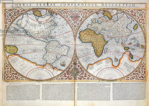 Double Hemisphere World Map, 1587 2