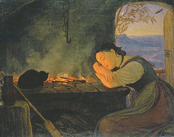 Girl Sleeping by the Fire, 1843