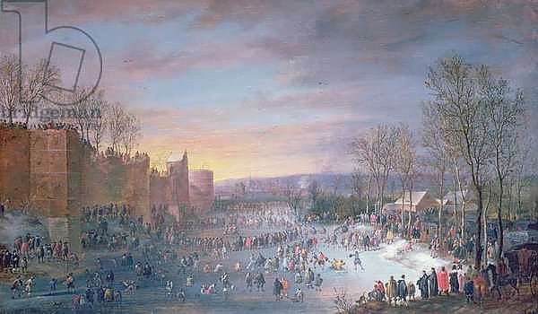 Ice Skating on the Stadtgraben in Brussels, 1649