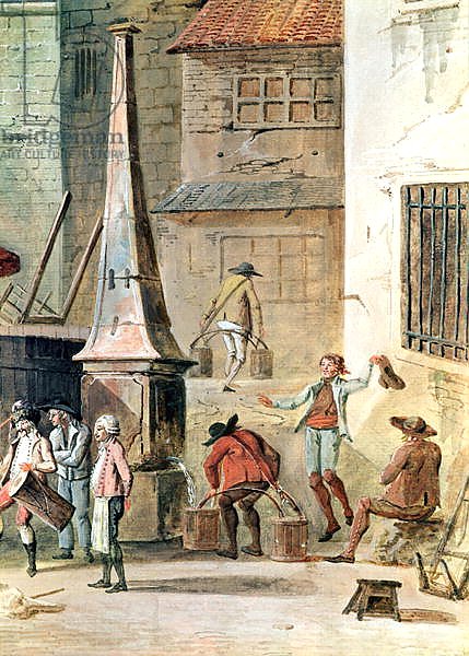 The Place de l'Apport-Paris in Front of the Grand Chatelet, detail of watercarriers, before 1802