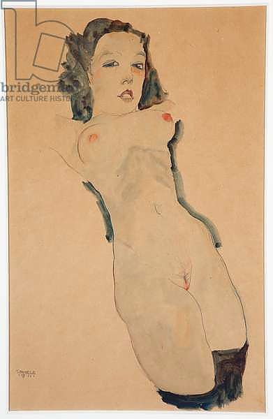 Reclining Nude with Black Stockings; Liegender Akt mit schwarzen Strumpfen, 1911