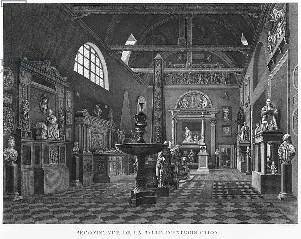 Second view of the introductory room, Musee des Monuments Francais, Paris, 1816