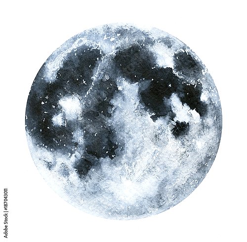 Акварельный диск луны