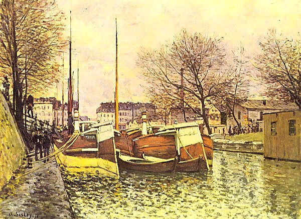 Лодки на канале Сен-Мартен в Париже