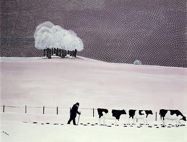 Cows in a snowstorm