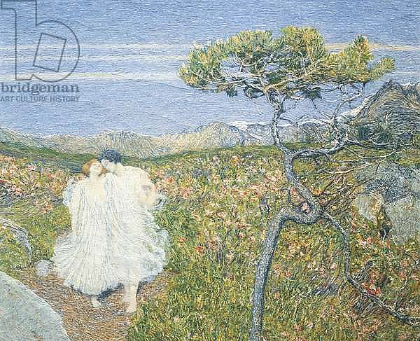 Love at the Fountain of Life or Lovers at the Sources of Life, by Giovanni Segantini, detail, 1896, oil on canvas