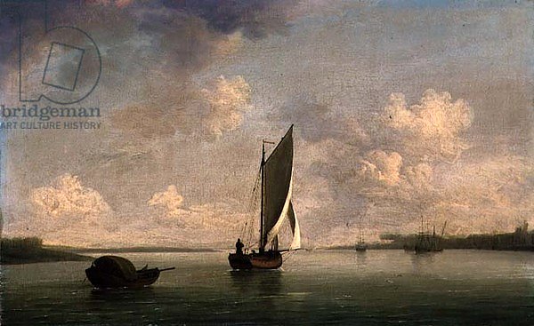 A Smack Under Sail in a Light Breeze in a River, c.1756-9