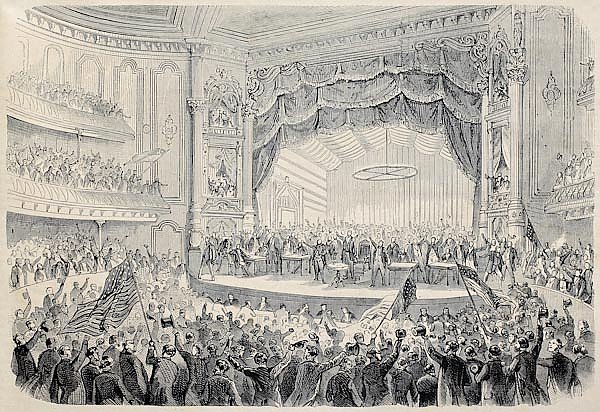 Presidential electoral meeting in Chicago Opera theater. Created by Gaildrau and Cosson-Smeeton, pub