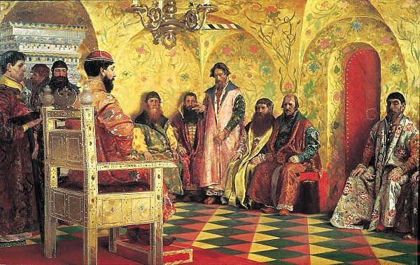 Сидение царя Михаила Федоровича с боярами в его государевой комнате. 1893