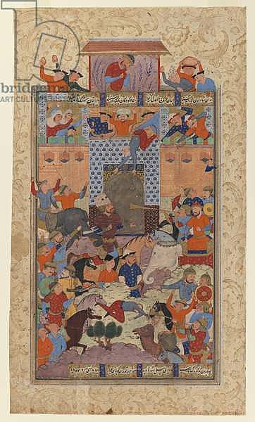 Folio from a 'Shahnameh': The Iranians Capture Afrasiyab's Fortress, c.1580-1590