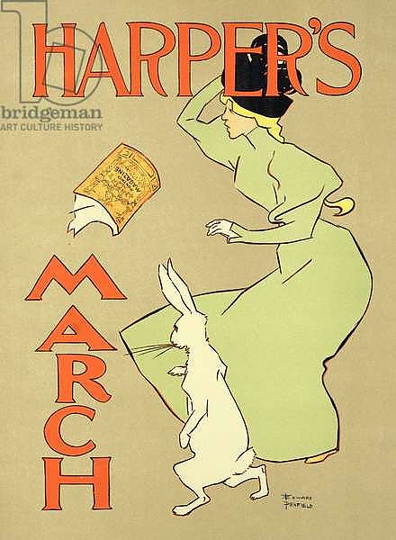 Reproduction of a poster advertising 'Harper's Magazine, March edition', American, 1894