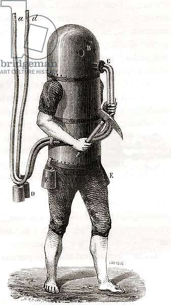 The Diving Machine of Karl Heinrich Klingert, 1797, from 'Les Merveilles de la Science', published c.1870