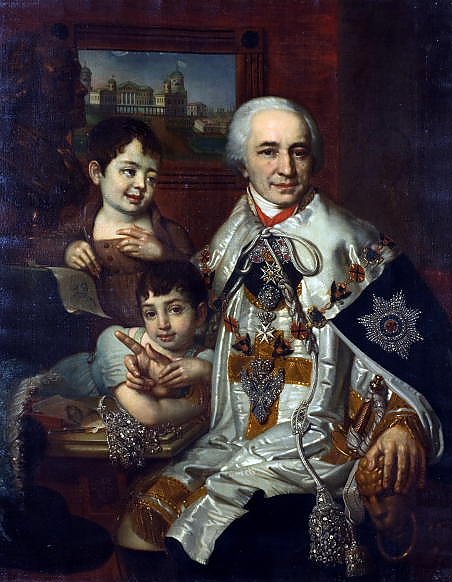 Портрет графа Григория Григорьевича Кушелева-Безбородко с сыновьями Александром и Григорием