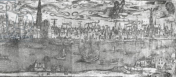 View of Antwerp Harbour, detail of the right hand section, 1515-50