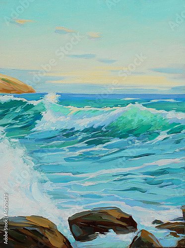 Морской пейзаж с бирюзовыми волнами
