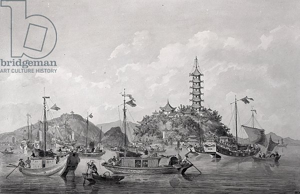 View of Golden Mountain Island in the Blue River, China, c.1794