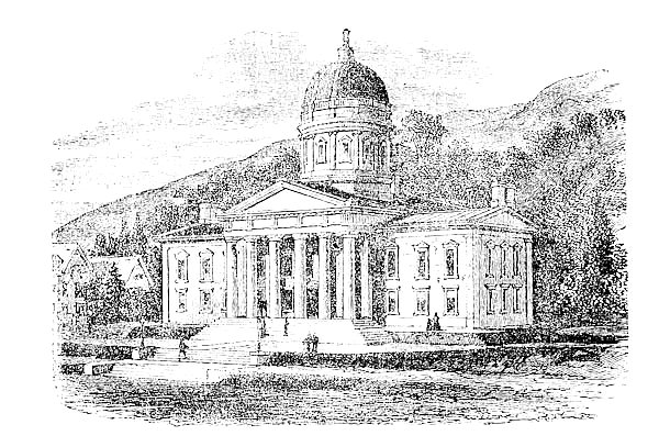 The State Capitol Building in Montpelier, Vermont, vintage engraving