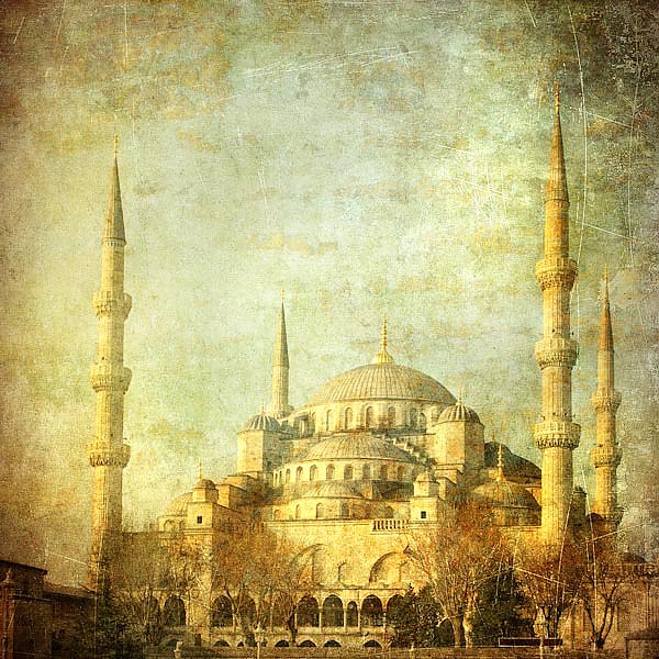 Стамбул. Синяя мечеть. Состаренное фото