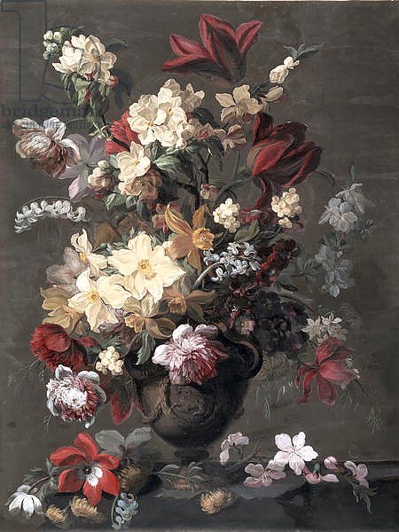 Flowers in a Vase standing on a Ledge, late 18th century