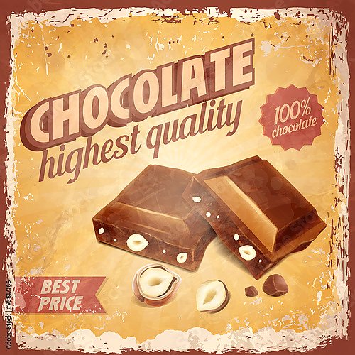 Шоколад с орехами, ретро плакат