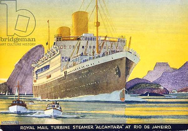 Postcard depicting the Royal Mail Turbine Steamer 'Alcantara' at Rio de Janeiro, 1930s