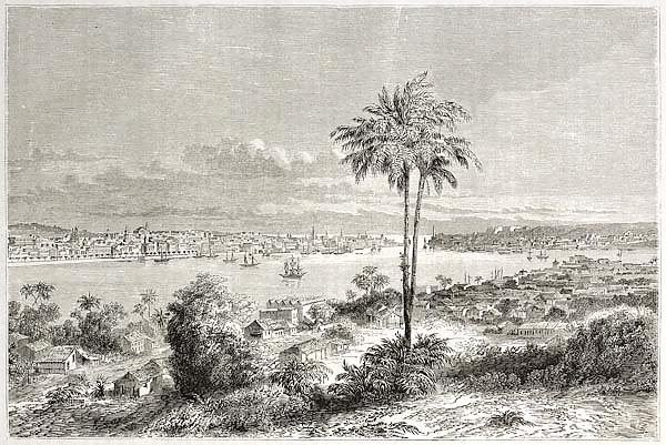 Havana old view, Cuba. Created by Lancelot, published on Le Tour du Monde, Paris, 1860