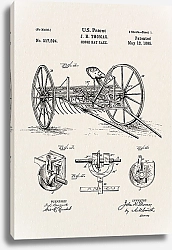 Постер Патент на конные грабли, 1885г